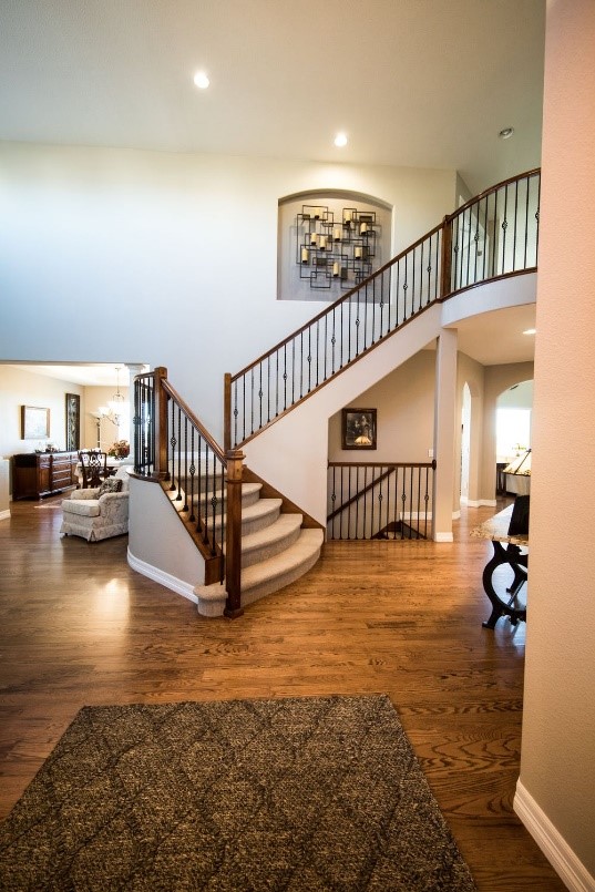 Carpeted stairs inside a home.