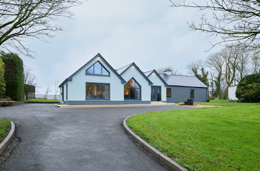 white house with grey roof