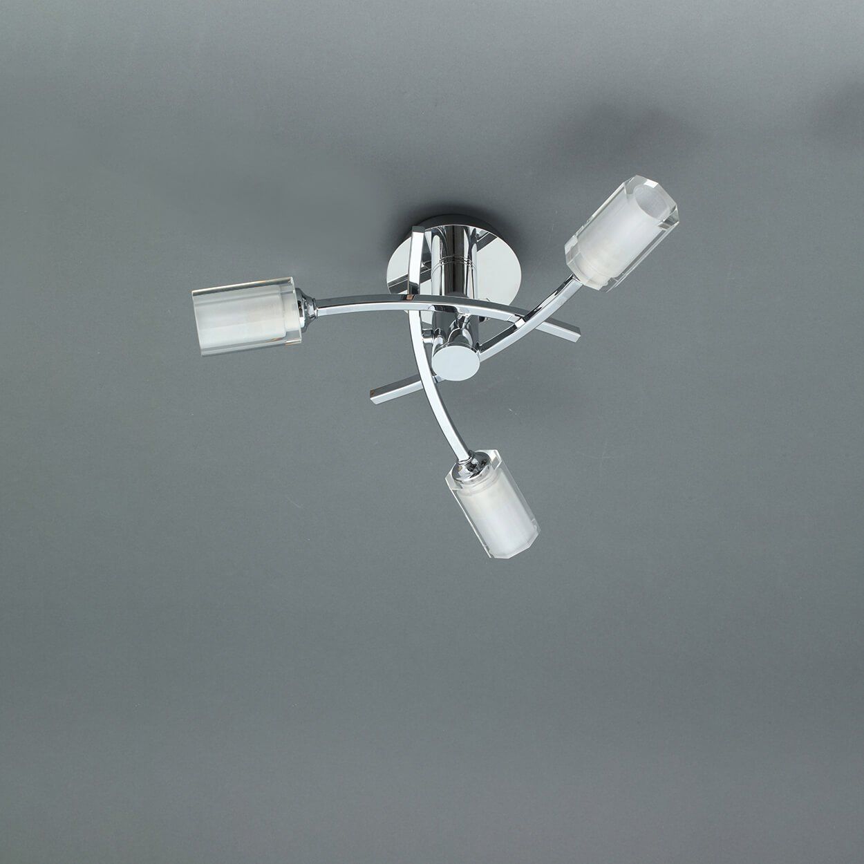 Octagonal 3 Light Flush Fitting Chrome
