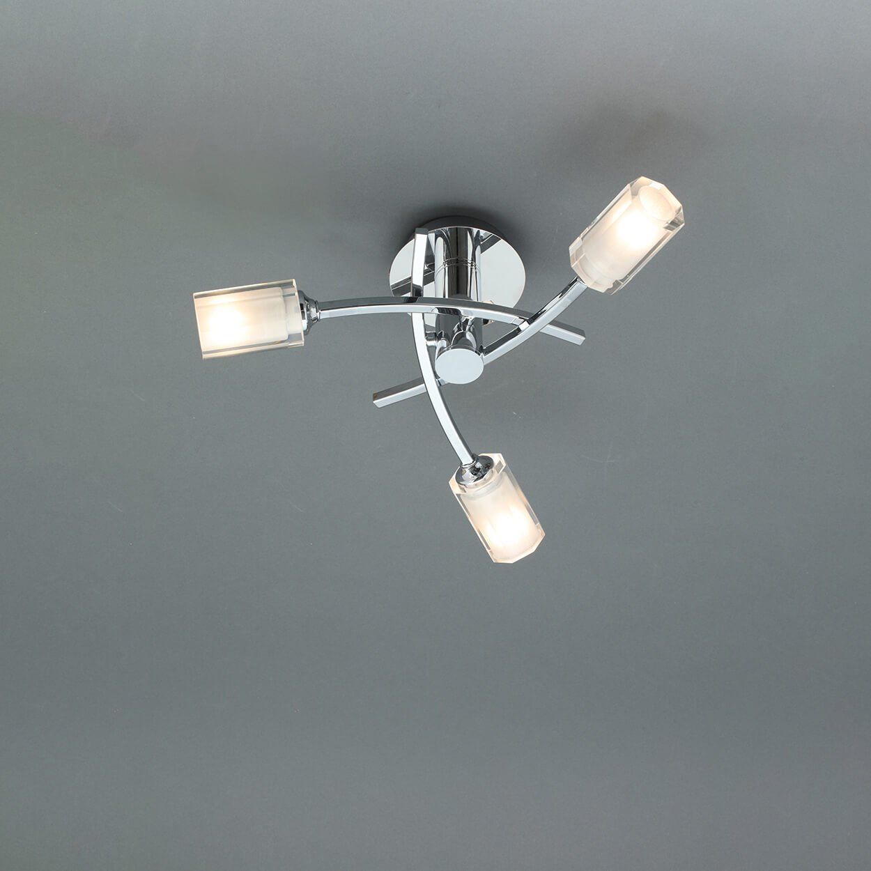 Octagonal 3 Light Flush Fitting Chrome