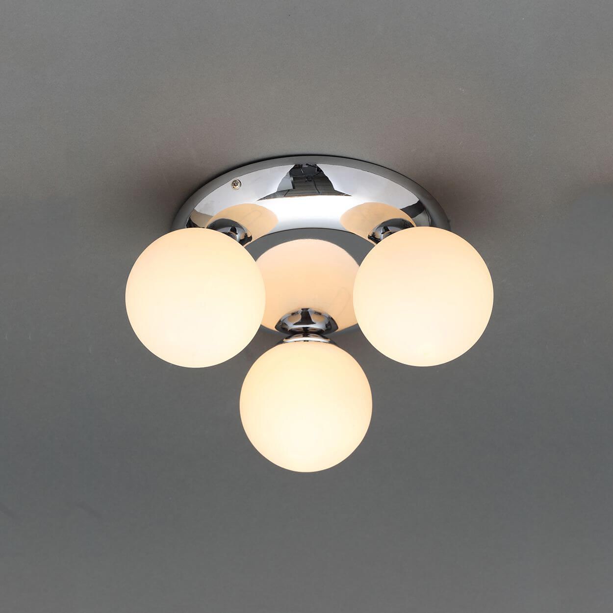 Cepheus 3 light Bathroom Flush Fitting Opal/Chrome