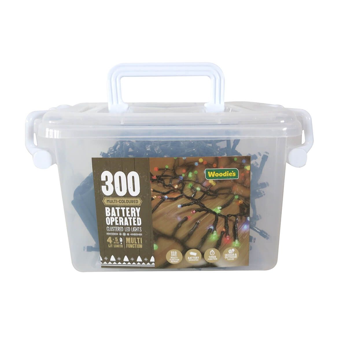 300 Multi Coloured LED Battery Operated Clustered Lights