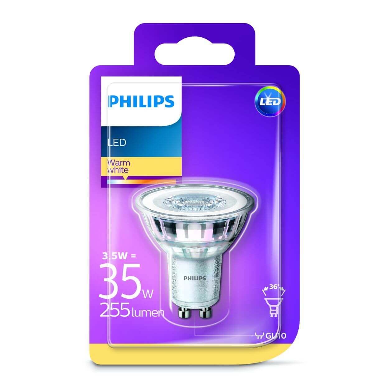 Philips Spot 3,5 W (35 W) GU10, blanc, intensité – TECIN HOLDING