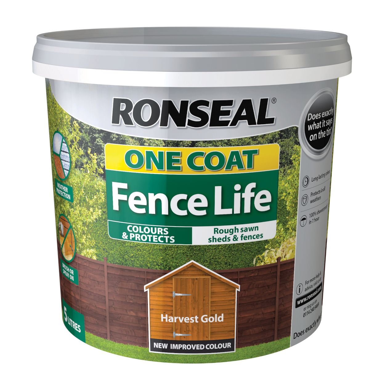 Ronseal One Coat Fence Life Harvest Gold 5L