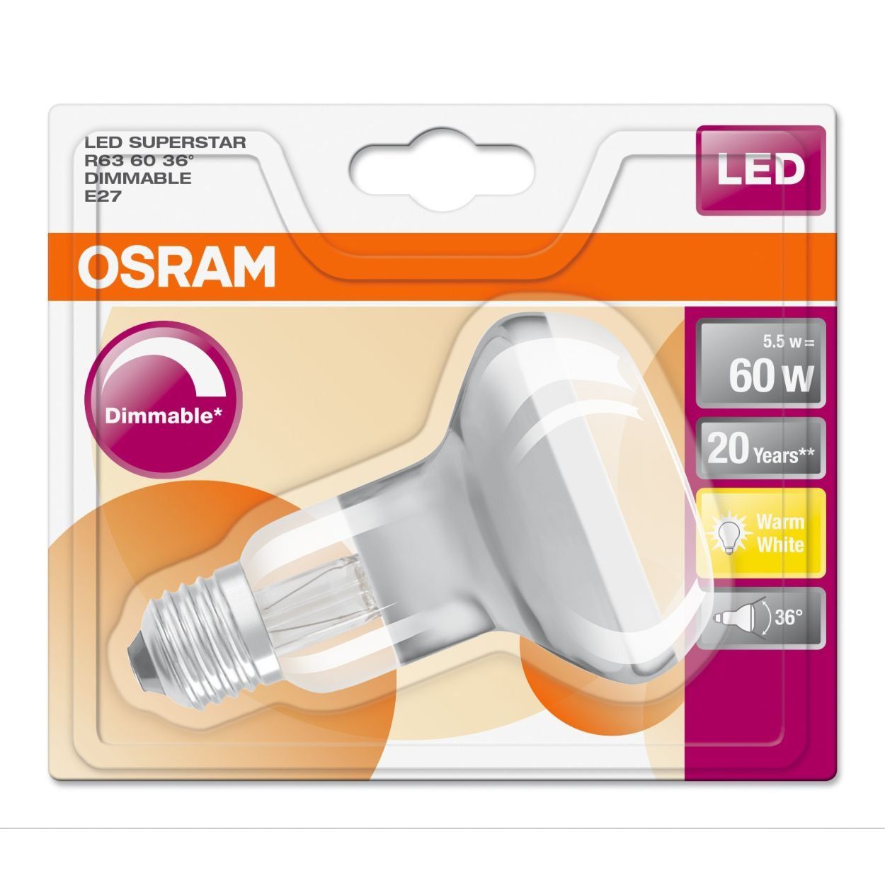 Osram led star r63 top 60 36 e27