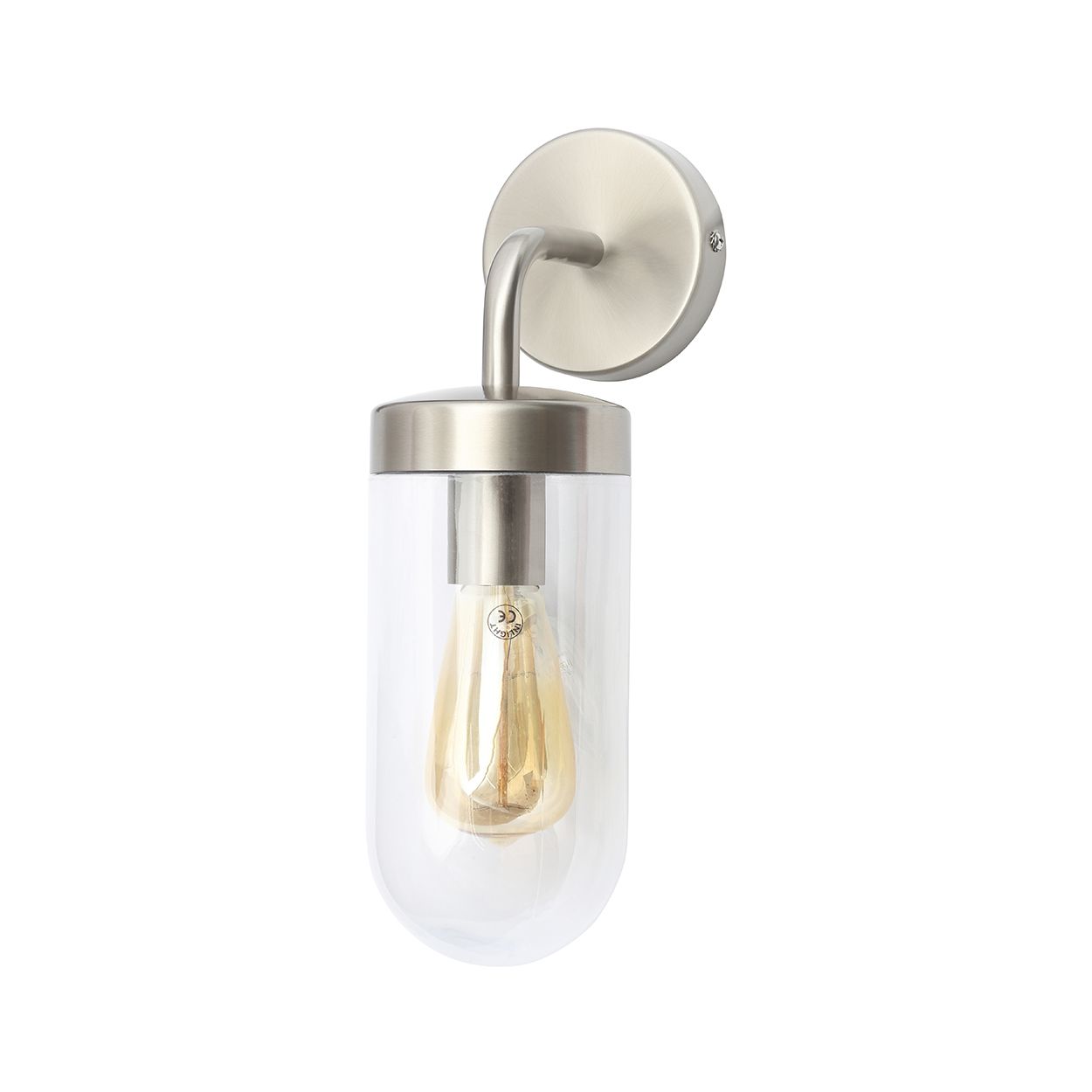 Kew Curved Arm Wall Light Brushed Stainless Steel