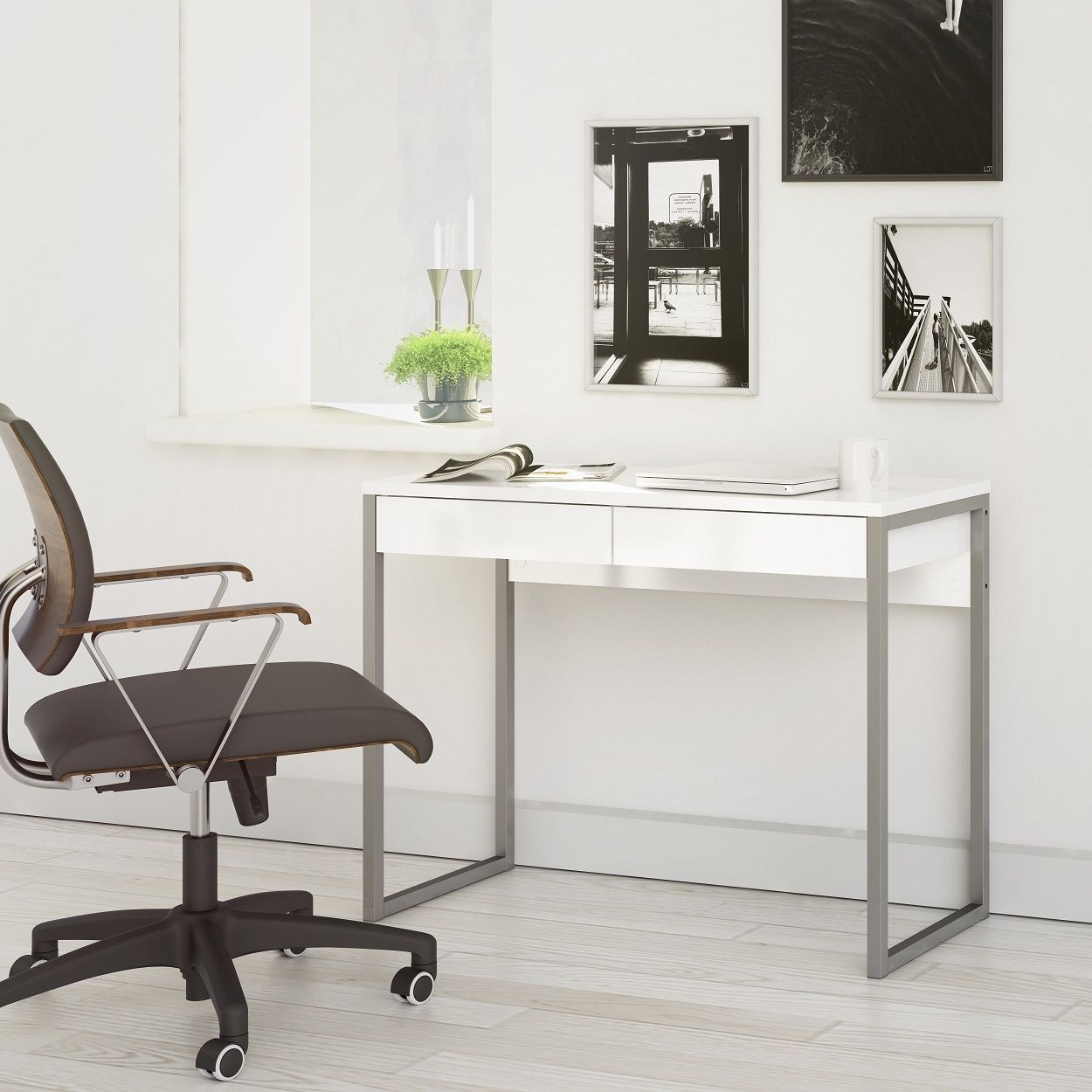 Laptop Desk White High Gloss
