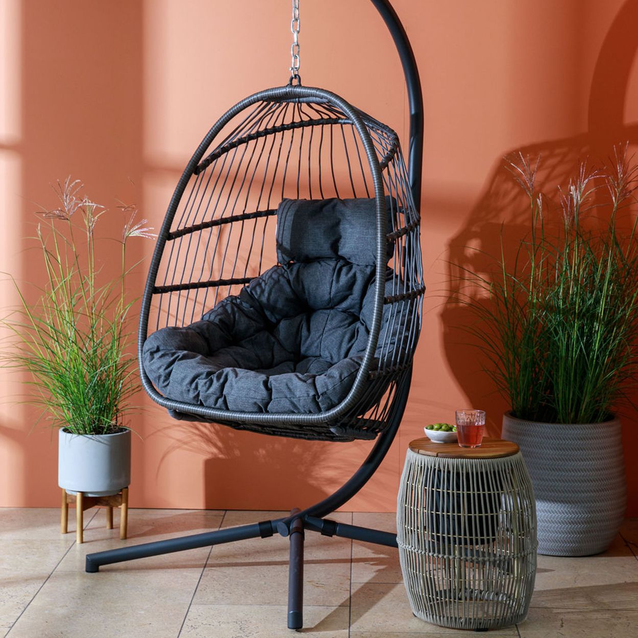 Folding top hanging chair