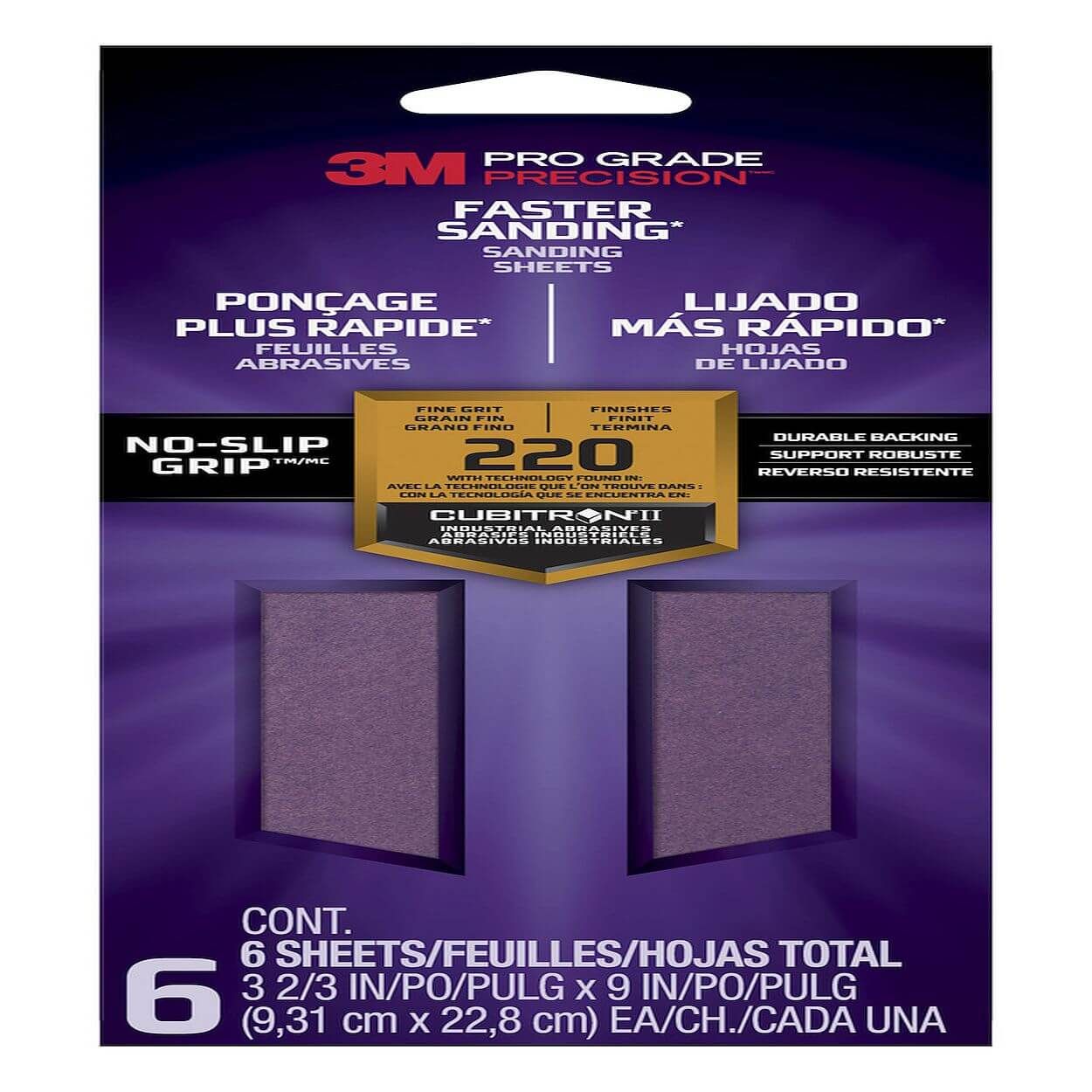 3M(Tm) Pro Grade Precision(Tm) Faster Sanding Sheets 220 Grit 6Pk
