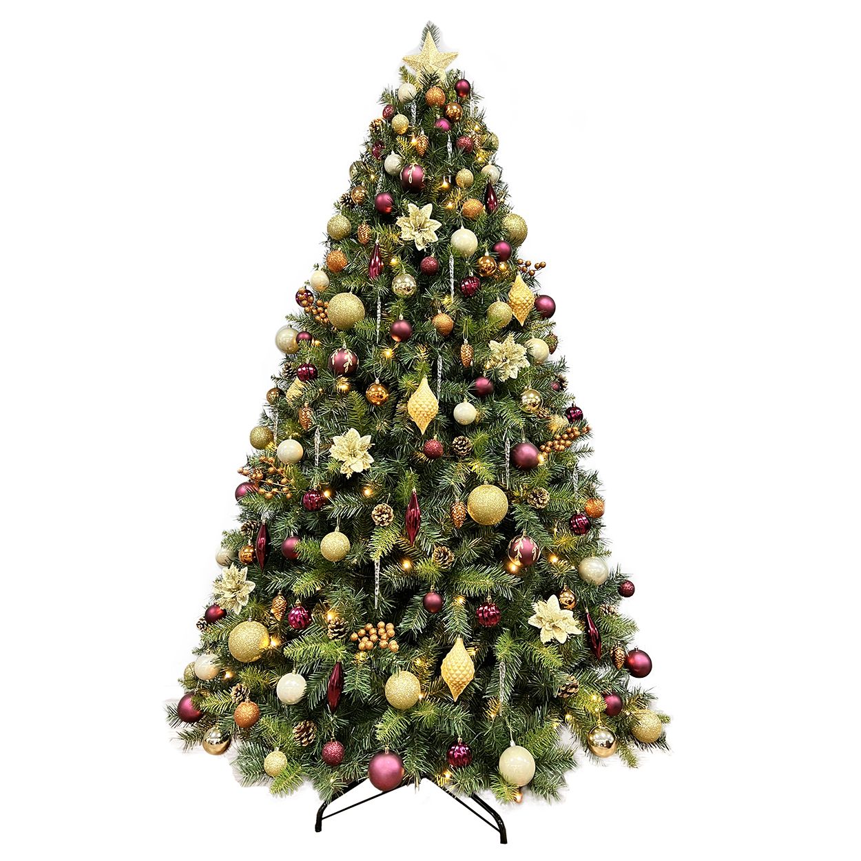 8ft Decorated Christmas Tree Burgundy u0026 Gold | Woodie's