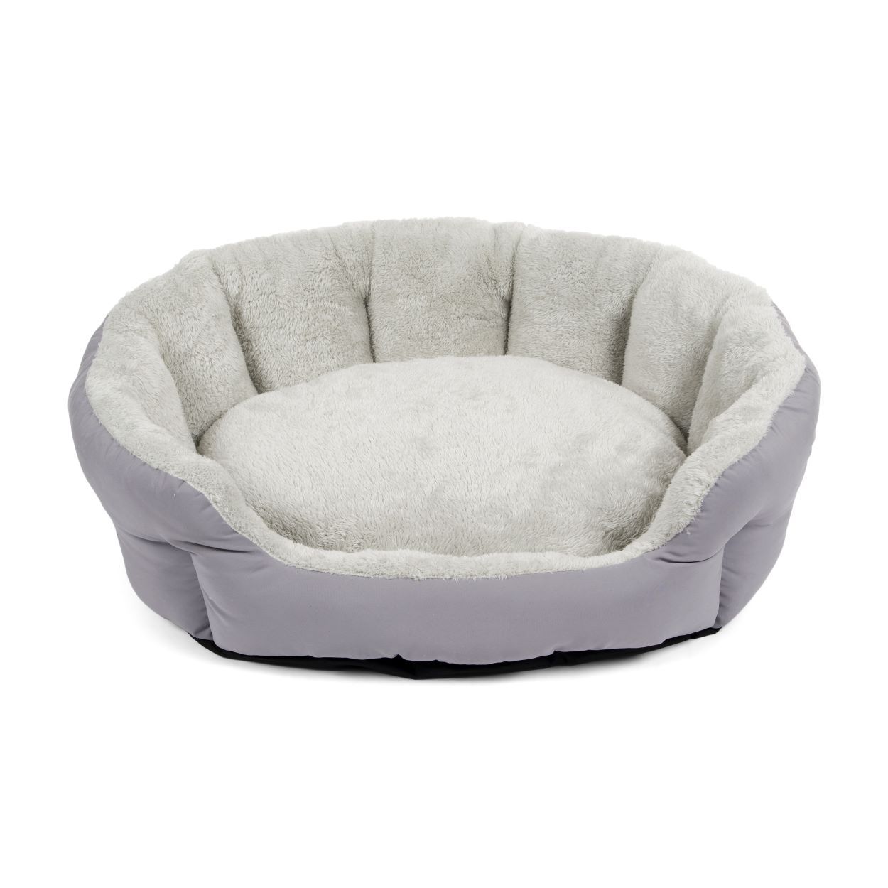 Large Plain Grey Low Side Oval Bed