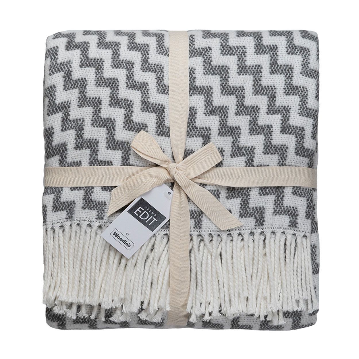 Chevron Weave Throw Charcoal