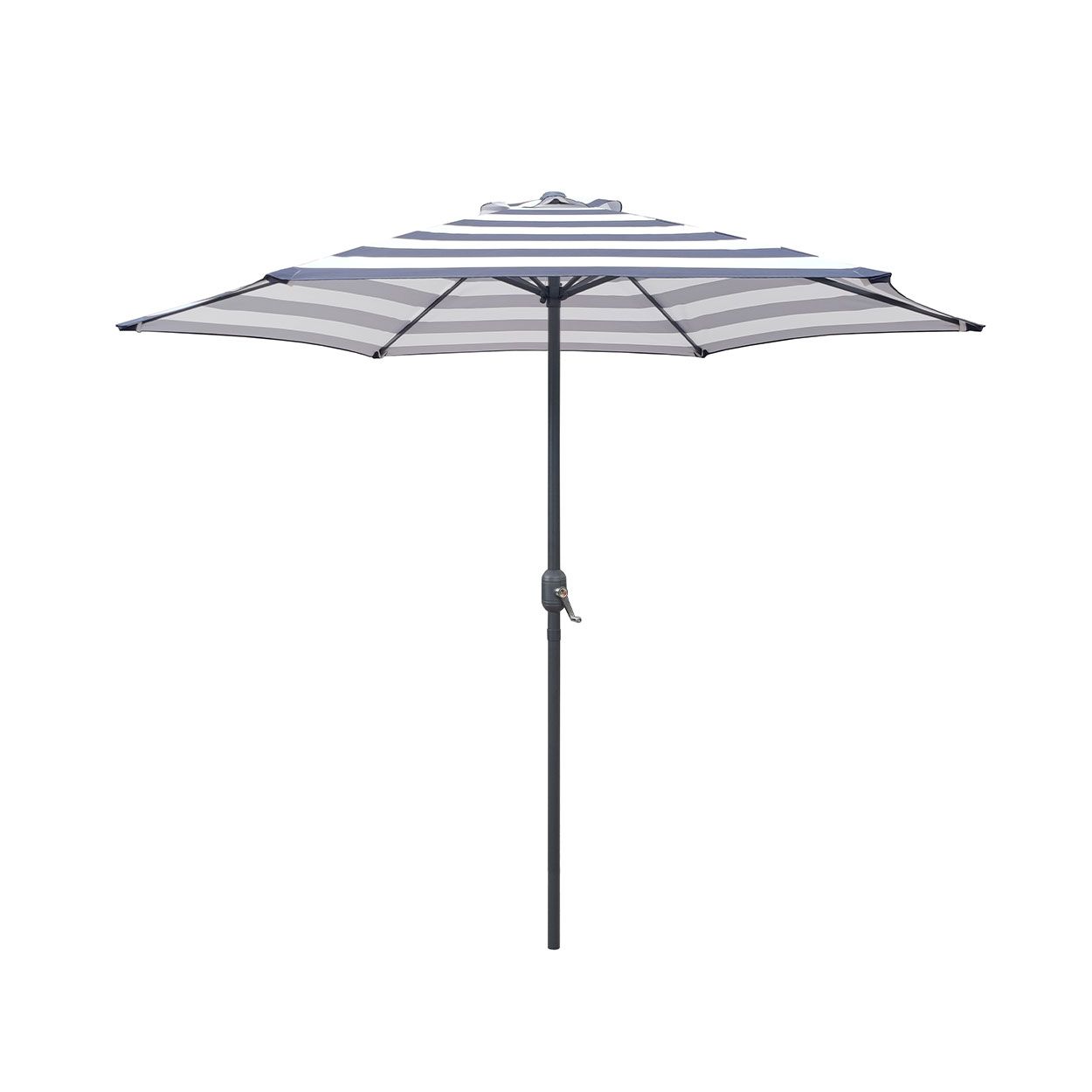 2.7m Aluminium & Steel Grey & White Stripe Parasol