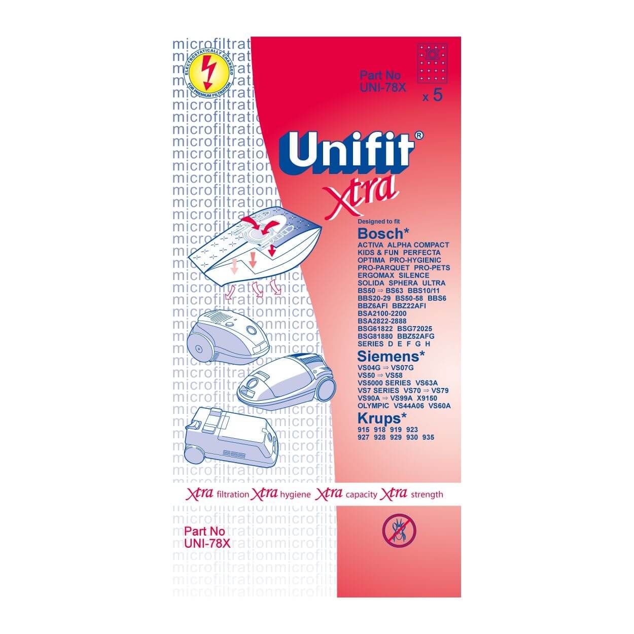 Unifit Vacuum Bags to Suit Bosch/Siemens Series D E F G H Series