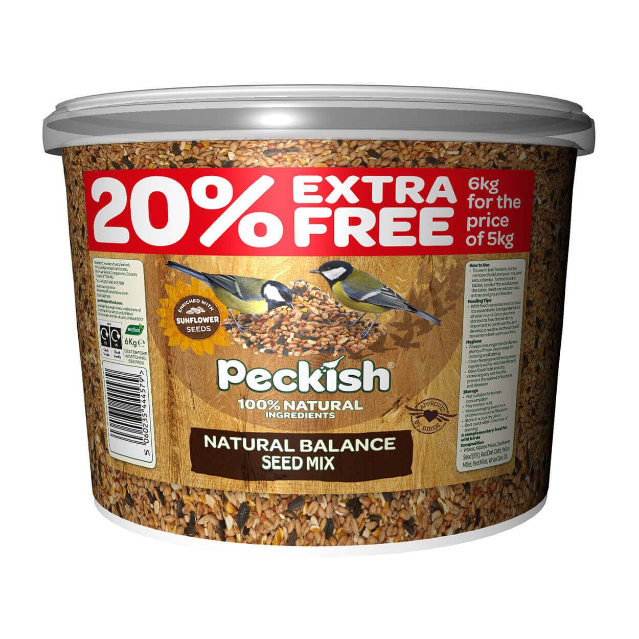 Peckish Natural Balance Seed Mix Tub 5kg + 20% Extra Free!