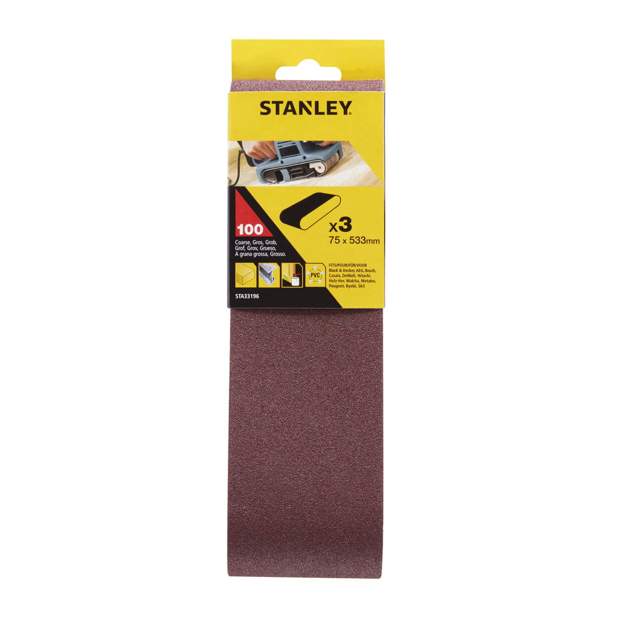 Stanley 75X533Mm, 100G Sanding Belt Set 