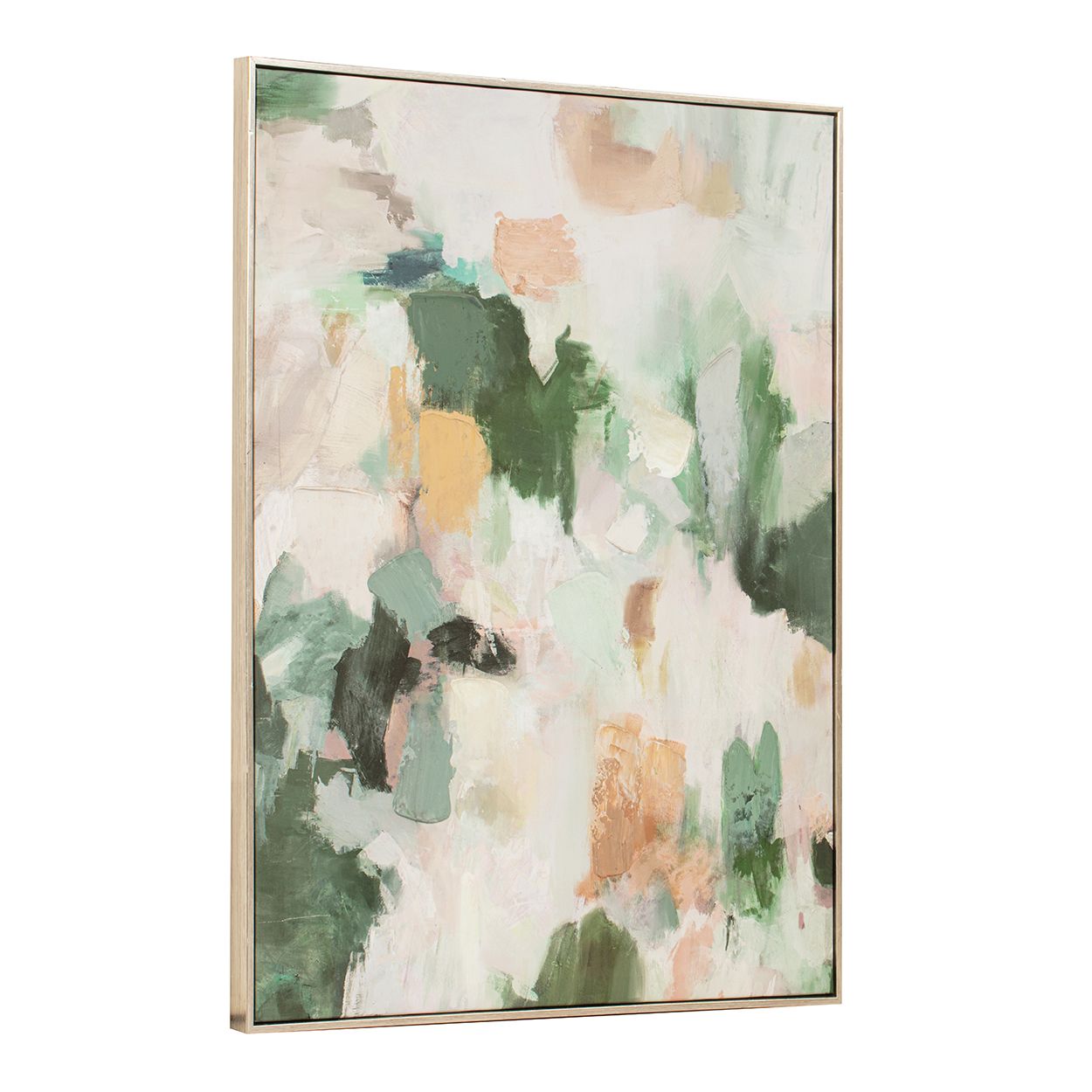 Green Abstract 60x80 Capped Canvas with 50% Hand Painting | Woodie's