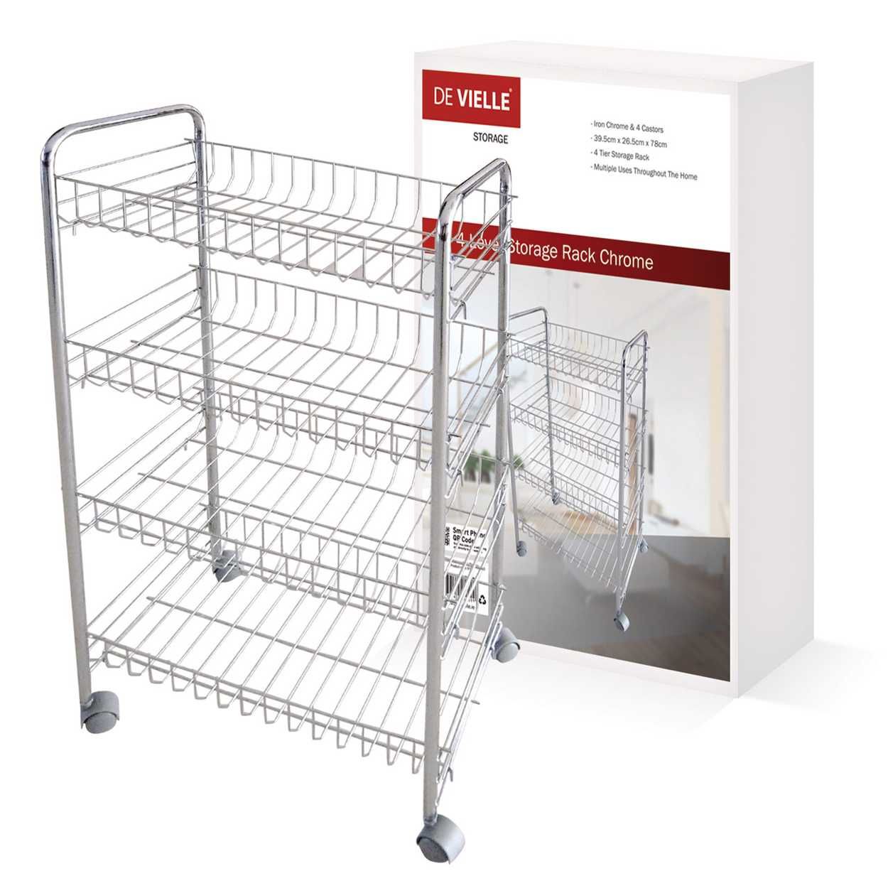 De Vielle 4 Level Chrome Storage Rack Woodie s
