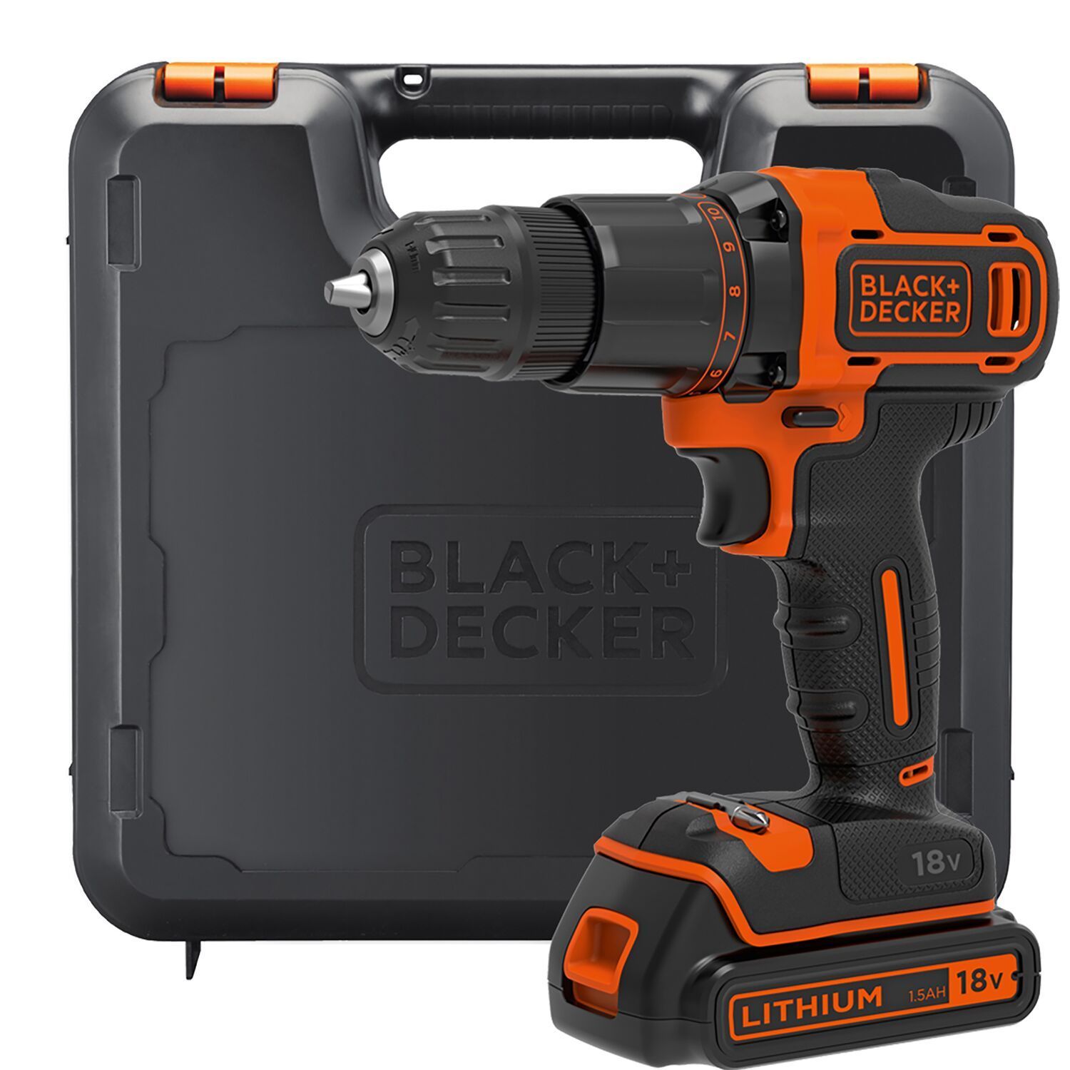 Black Decker 18V 2 Gear Hammer Drill with Kit Box Woodie s