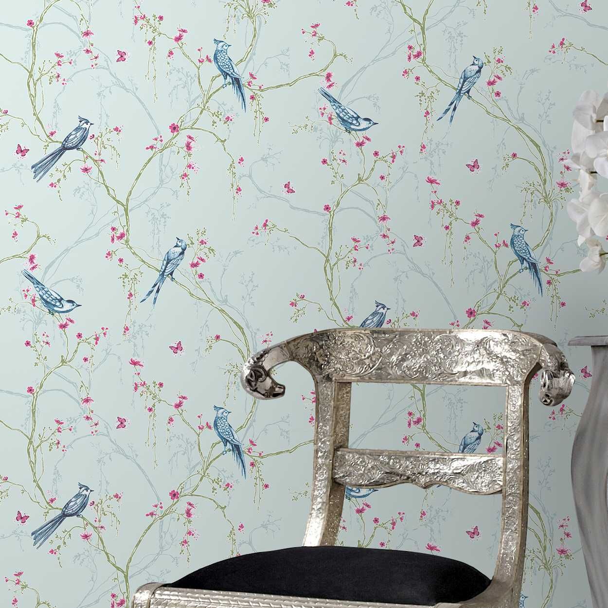 Songbird Duck Egg Wallpaper