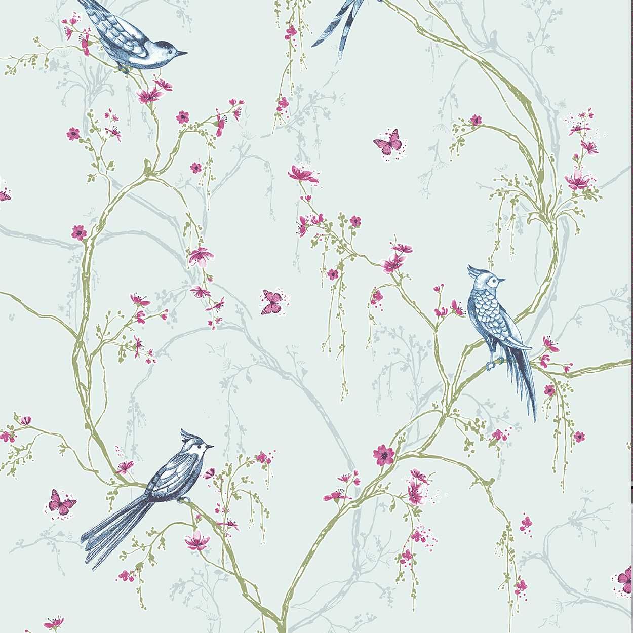 Songbird Duck Egg Wallpaper