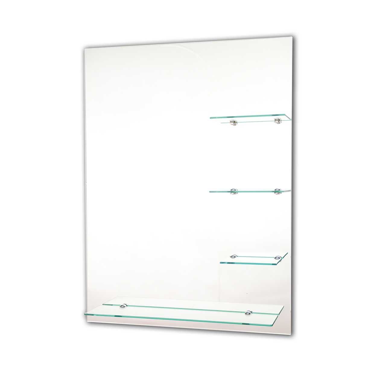 Tema Rectangular Bevelled Mirror 80cm x 60cm with 4 Shelves