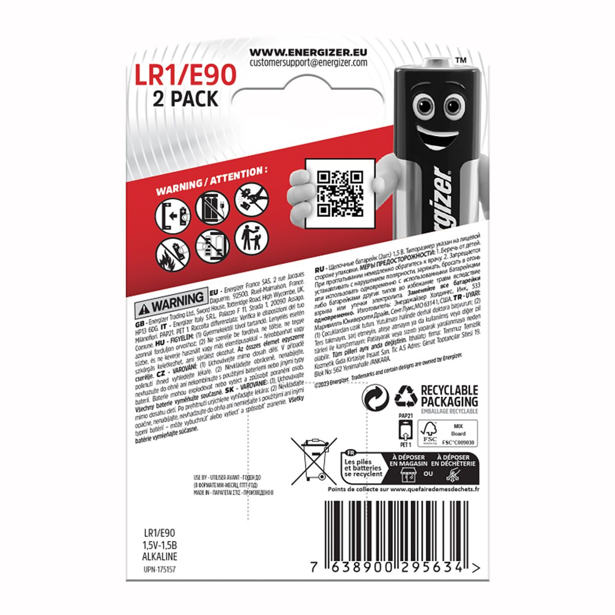 Energizer LR1 2 Pack Batteries