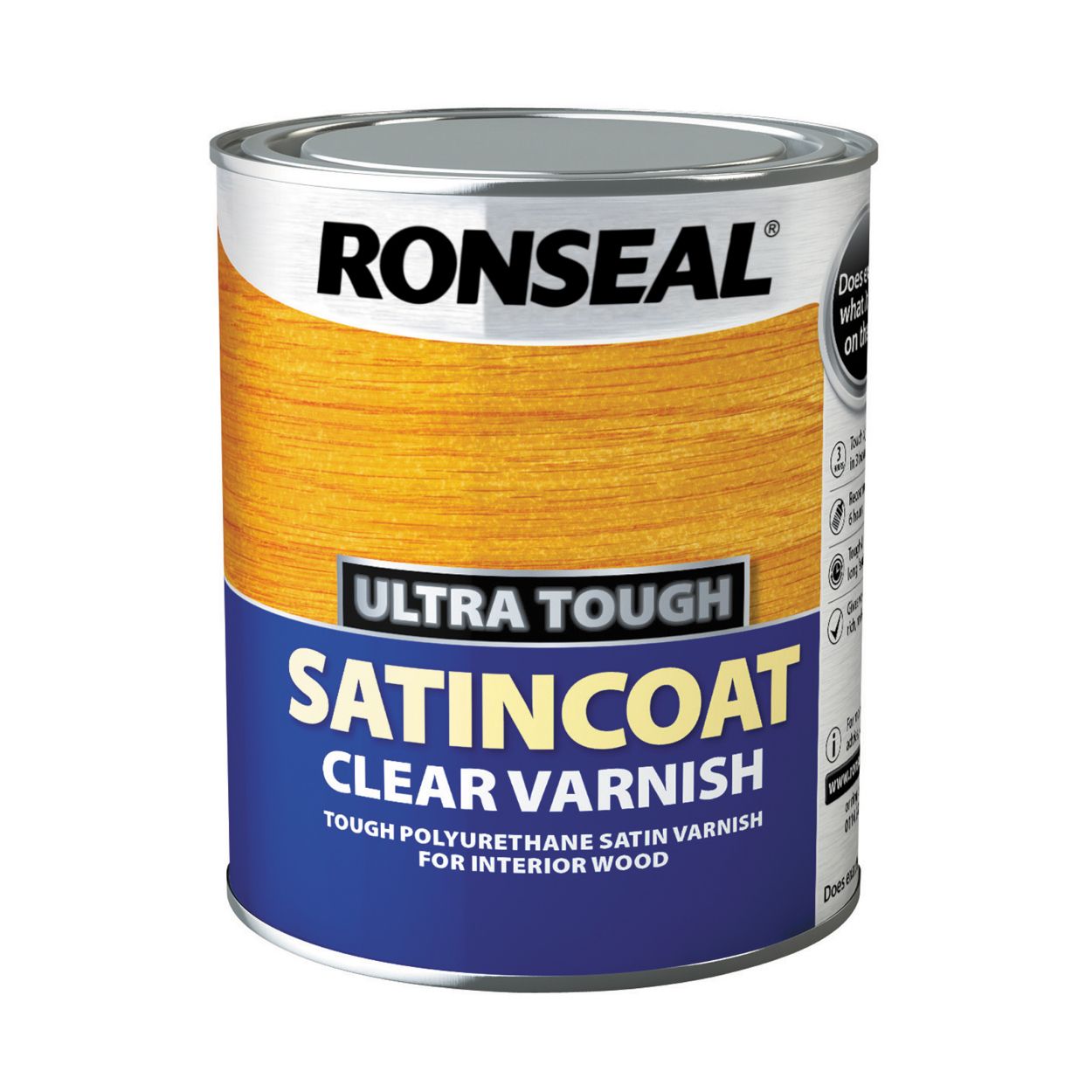 Ronseal 750ml Ultra Tough Varnish Satin Coat Clear