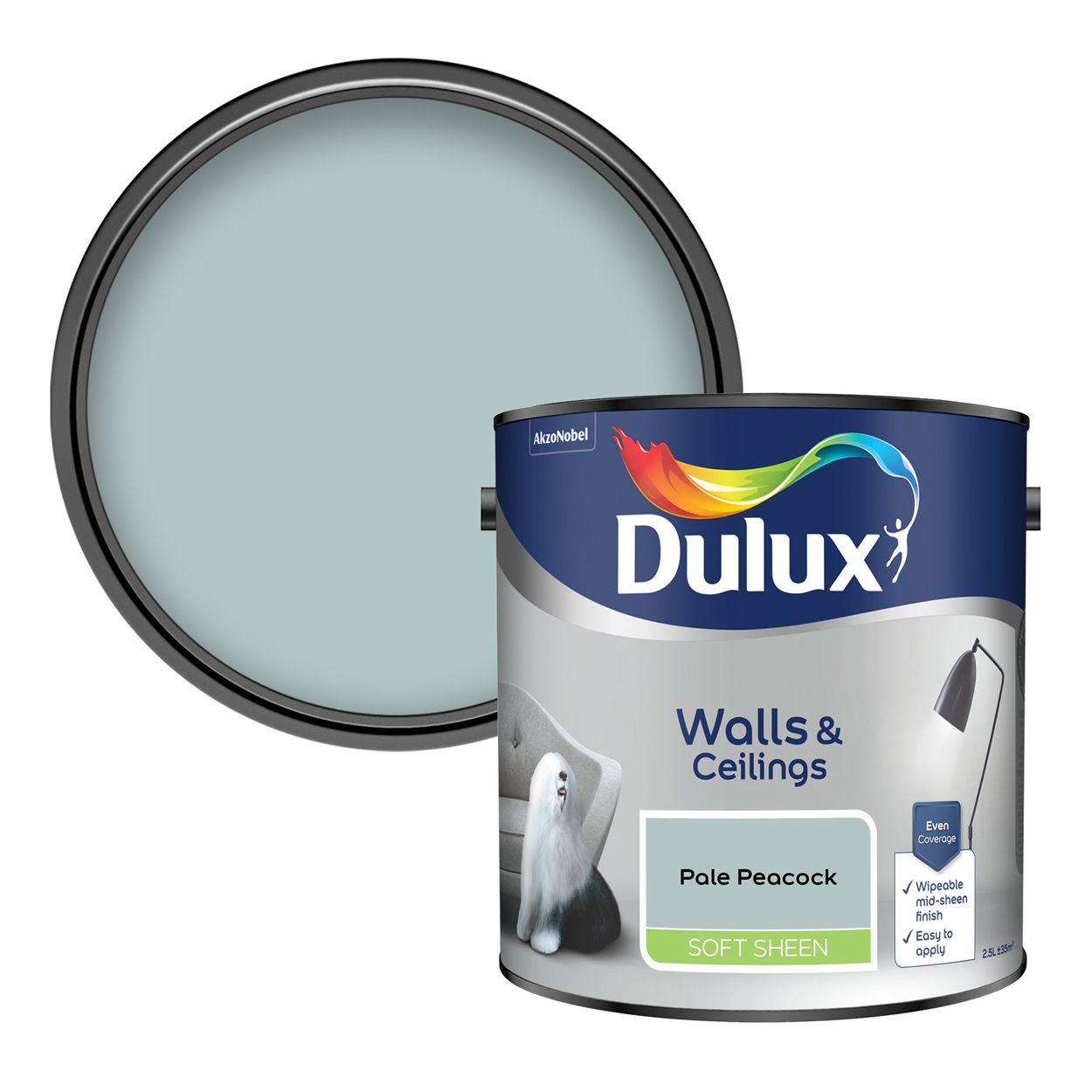 Dulux Walls & Ceilings Soft Sheen Pale Peacock 2.5L