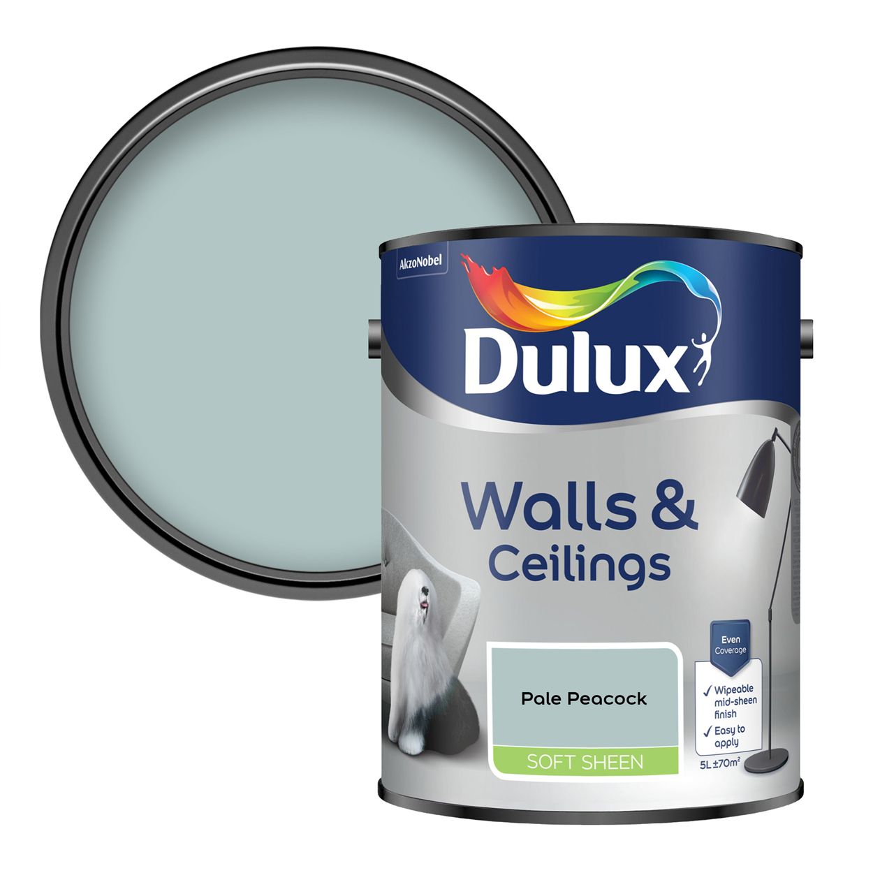 Dulux Walls & Ceilings Soft Sheen Pale Peacock 5L