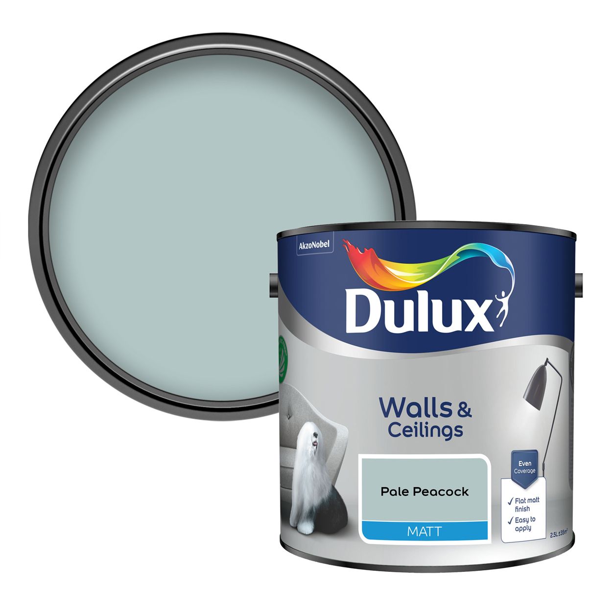Dulux Walls & Ceilings Matt Pale Peacock 2.5L