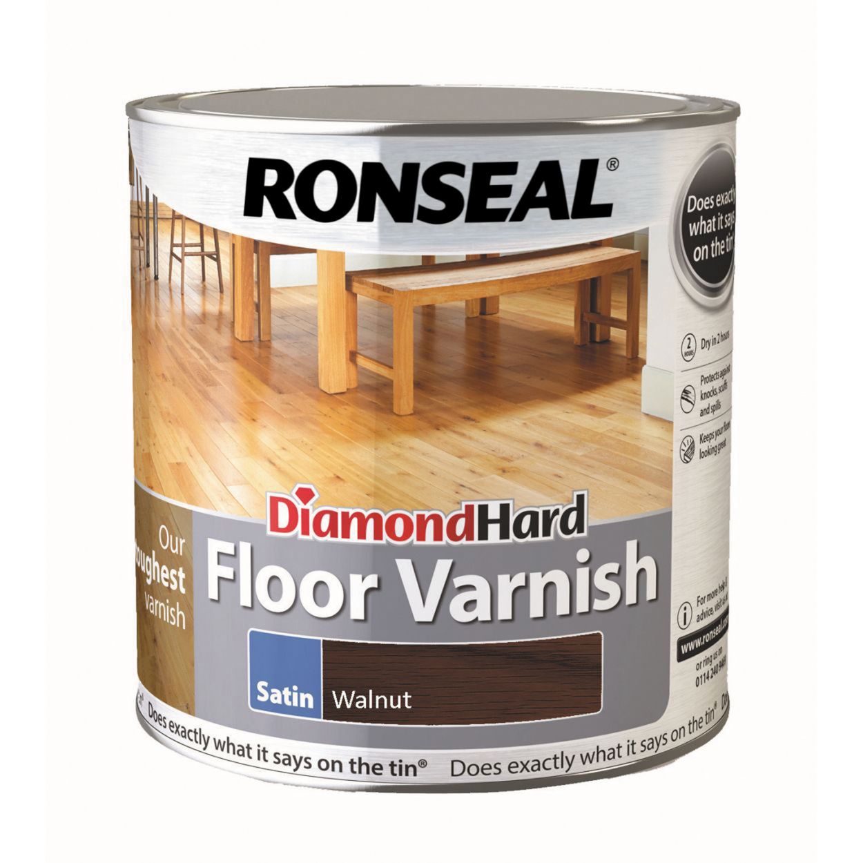 Ronseal 2.5 Litre Diamond Hard Floor Varnish Walnut