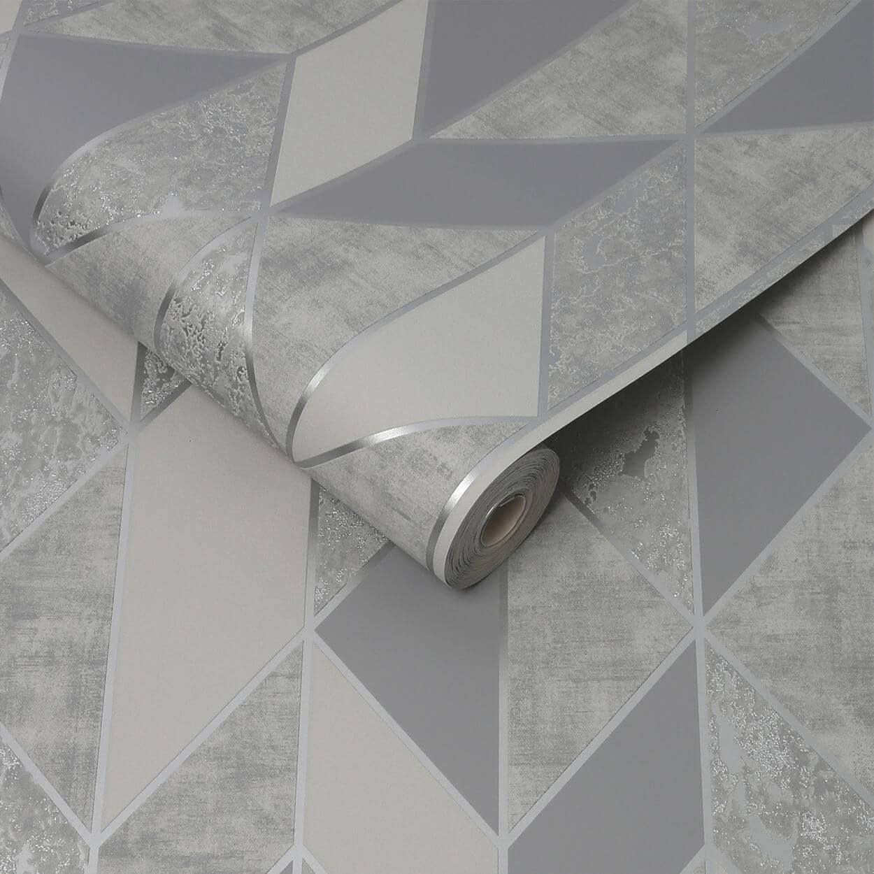Milan Geo Silver Wallpaper
