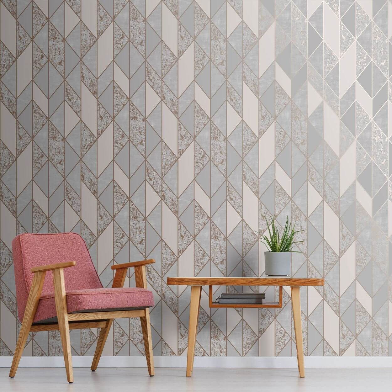 Milan Geo Rose Gold Wallpaper