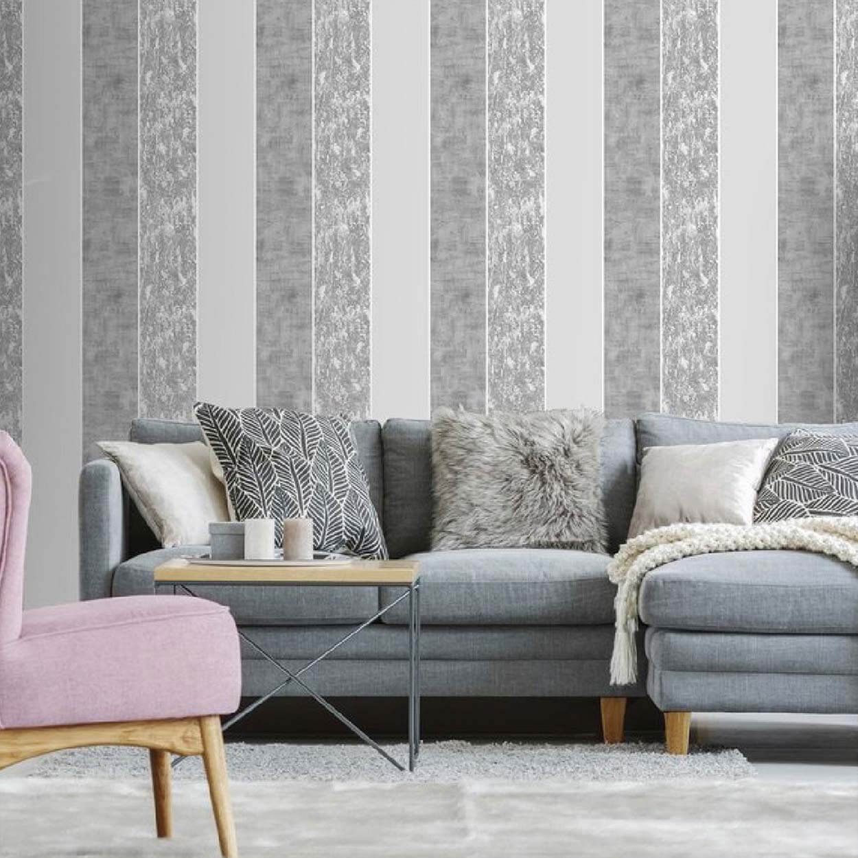 Superfresco Milan Stripe Silver Wallpaper