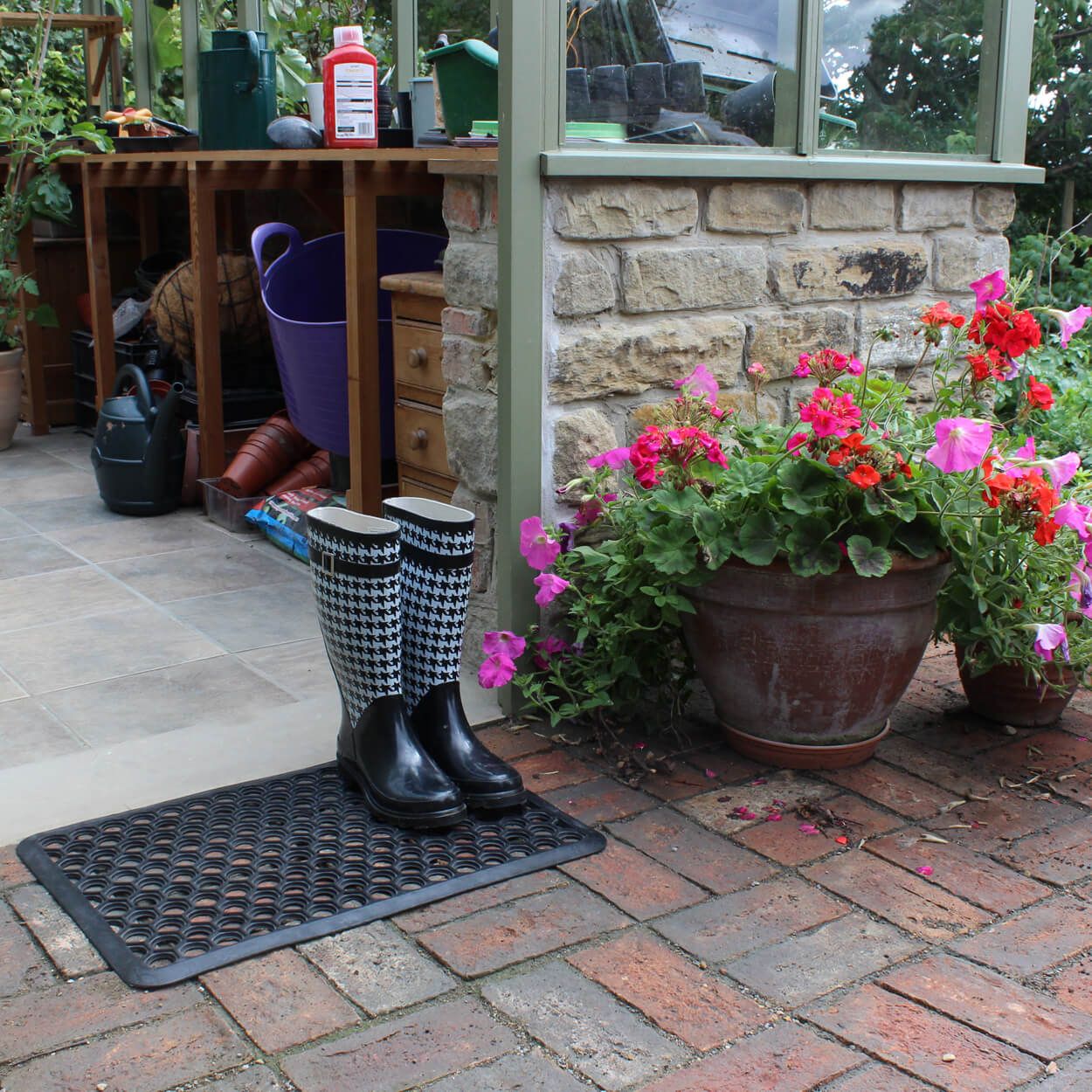 JVL Honeycomb Rubber Scraper Doormat 40x60cm