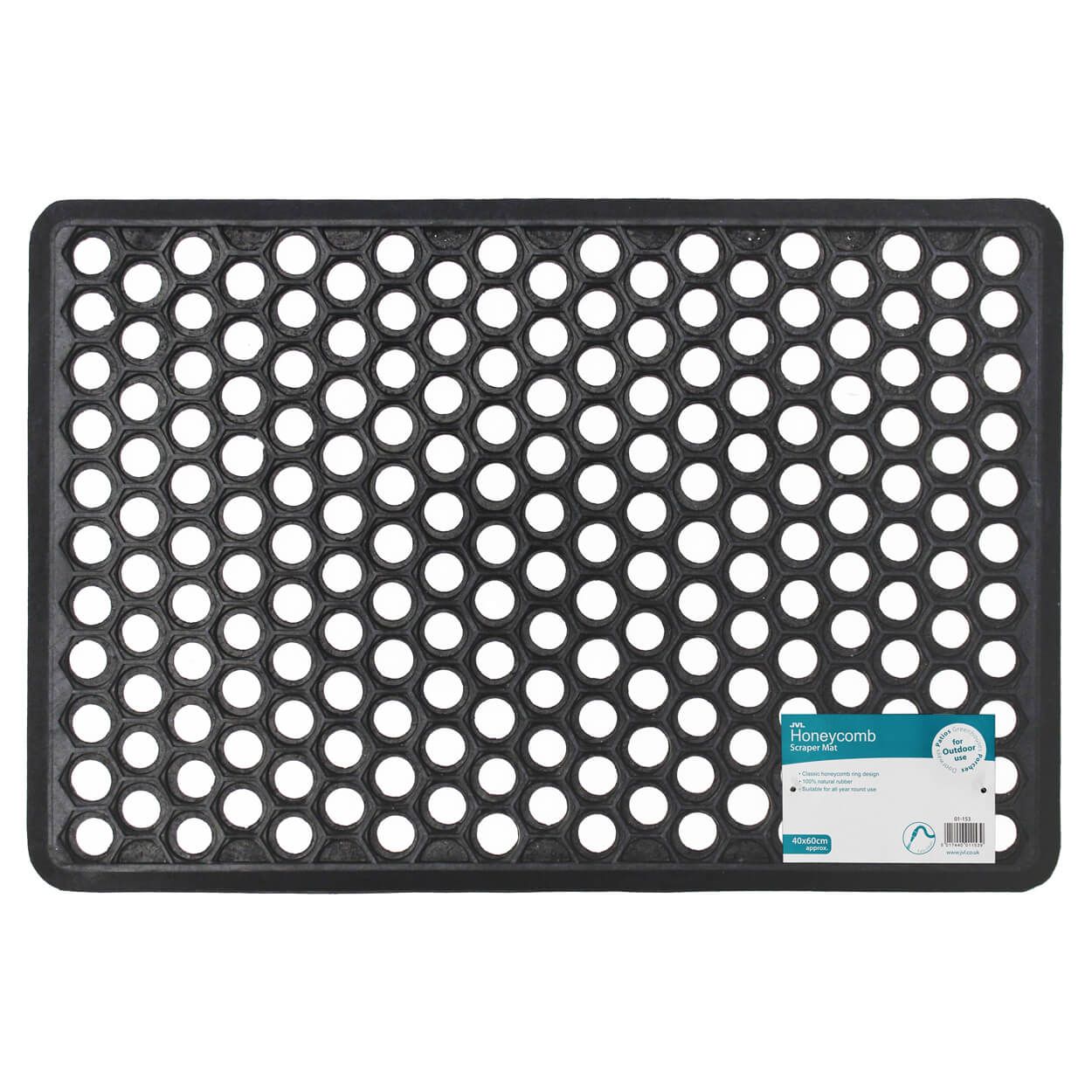 JVL Honeycomb Rubber Scraper Doormat 40x60cm