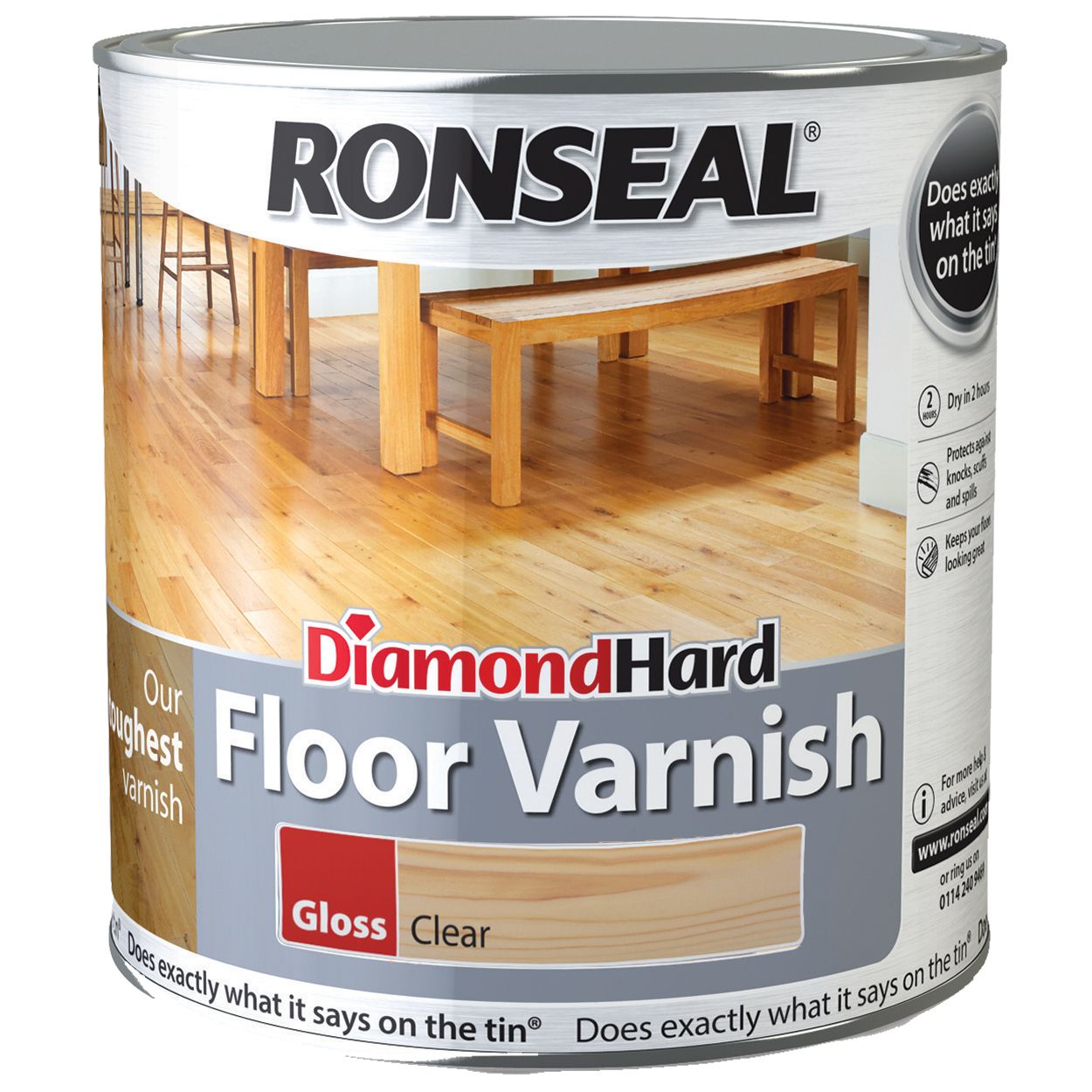 Ronseal 2.5 Litre Diamond Hard Floor Varnish Gloss