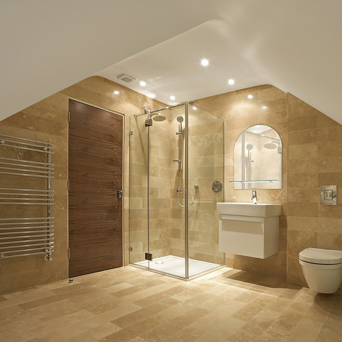 Tema Curved Bevelled Mirror with Shelf