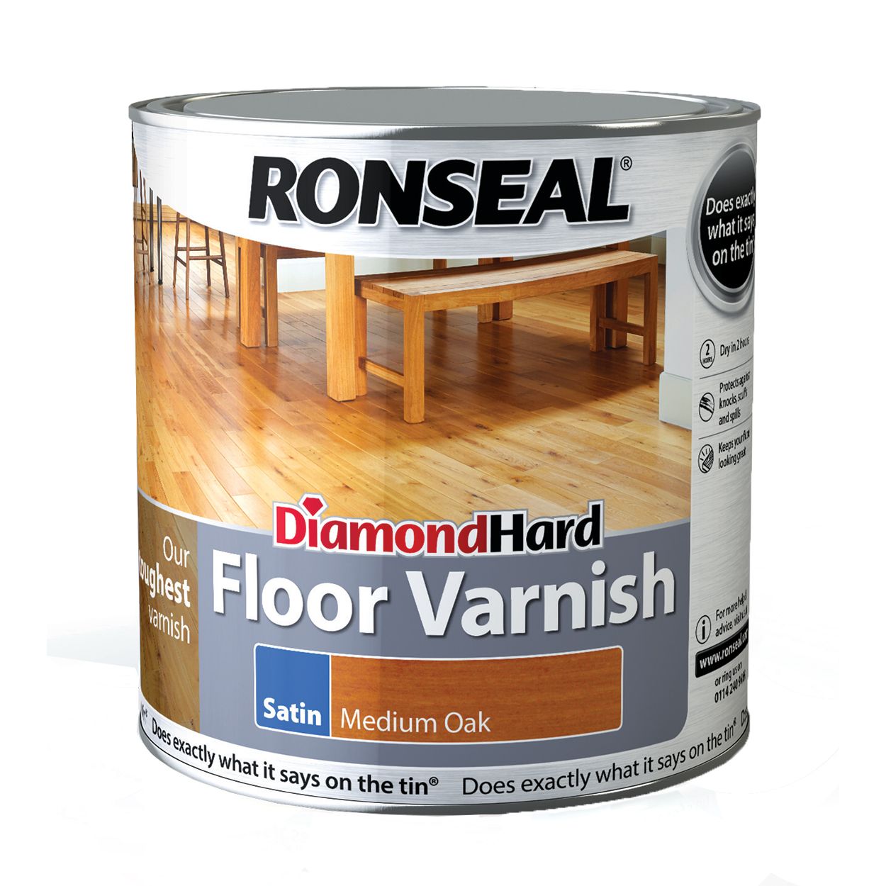 Ronseal 2.5L Diamond Hard Floor Varnish Medium Oak