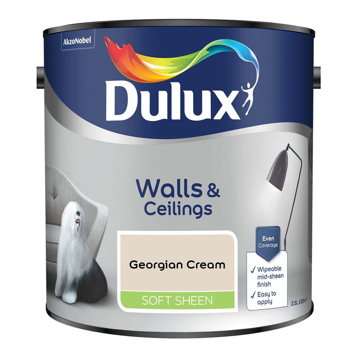 Dulux Walls & Ceilings Soft Sheen Georgian Cream 2.5L