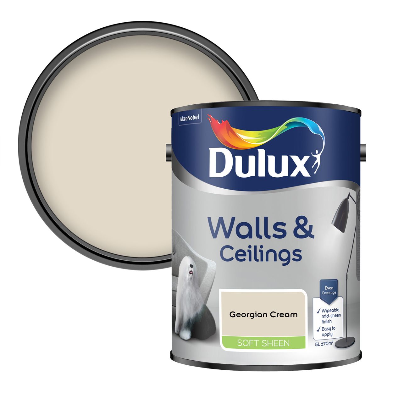 Dulux Walls & Ceilings Soft Sheen Georgian Cream 5L