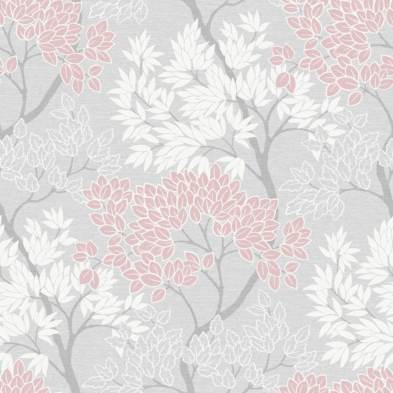 Fresco Lykke Tree Pink & Grey Wallpaper