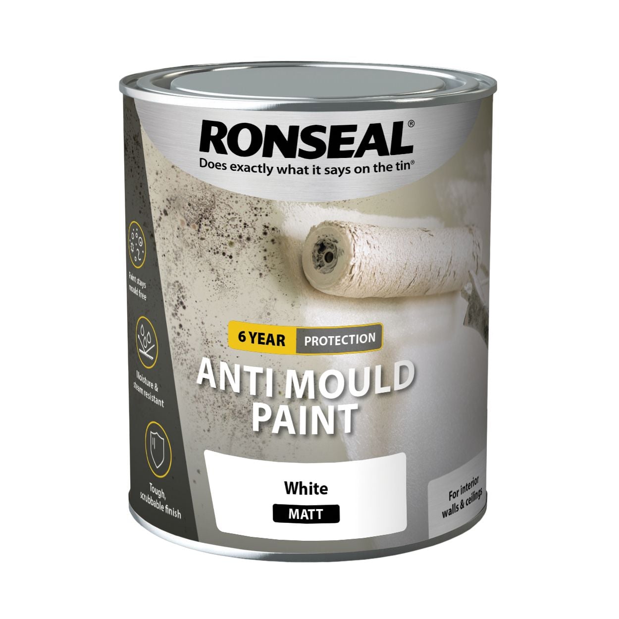 Ronseal 750ml 6 Year Anti Mould Paint White Matt