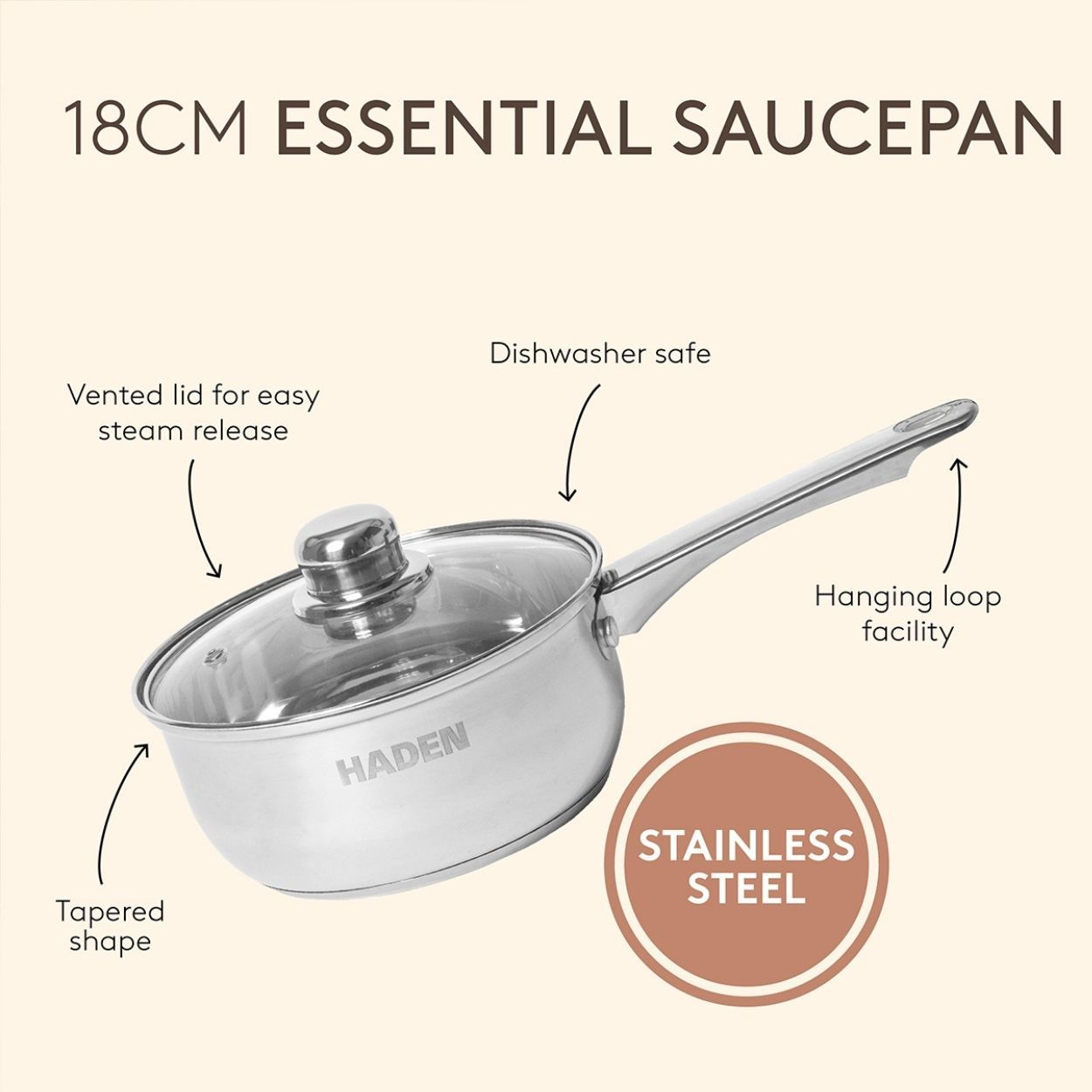 Sabichi 18Cm Saucepan With Glass Lid