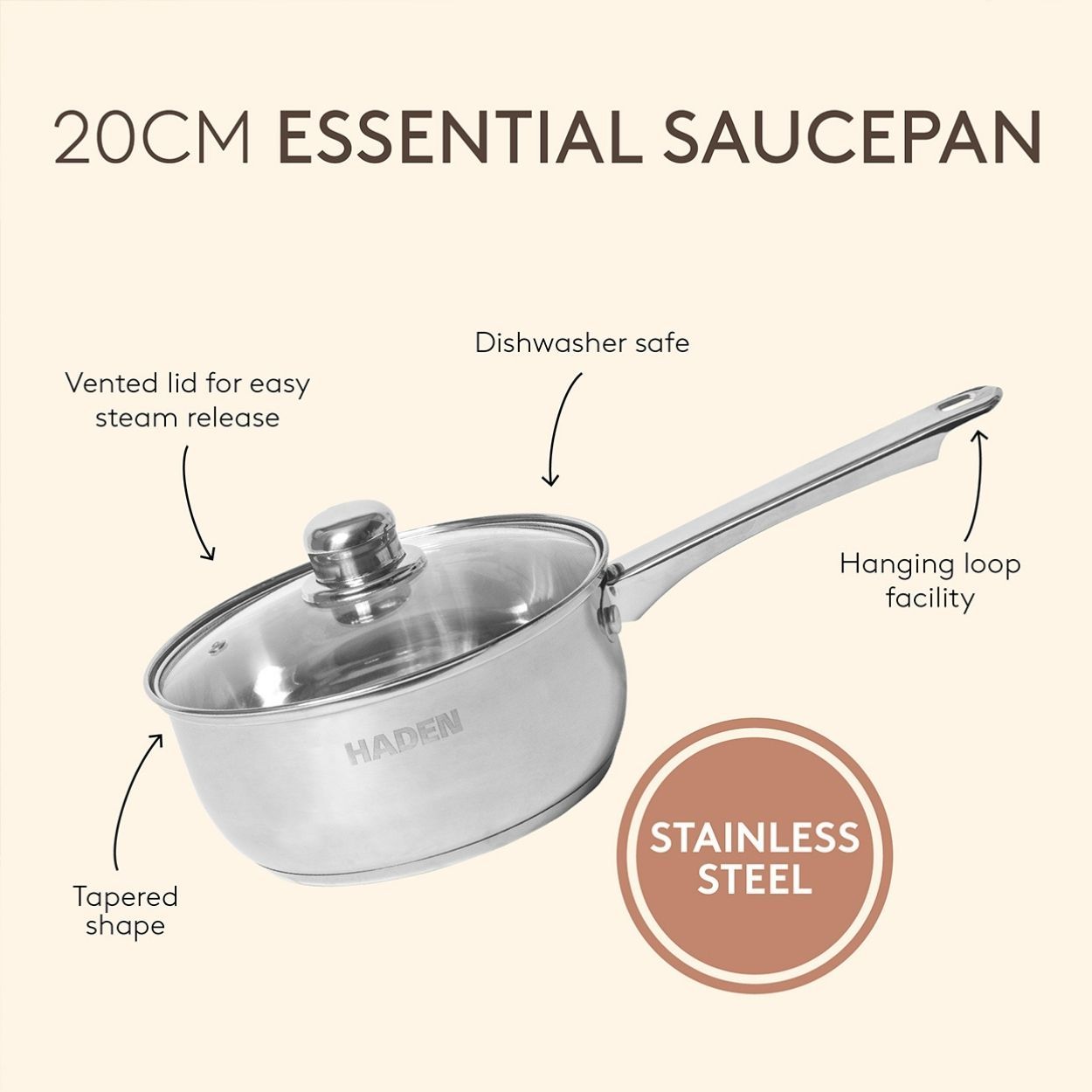 Sabichi 20Cm Saucepan With Glass Lid