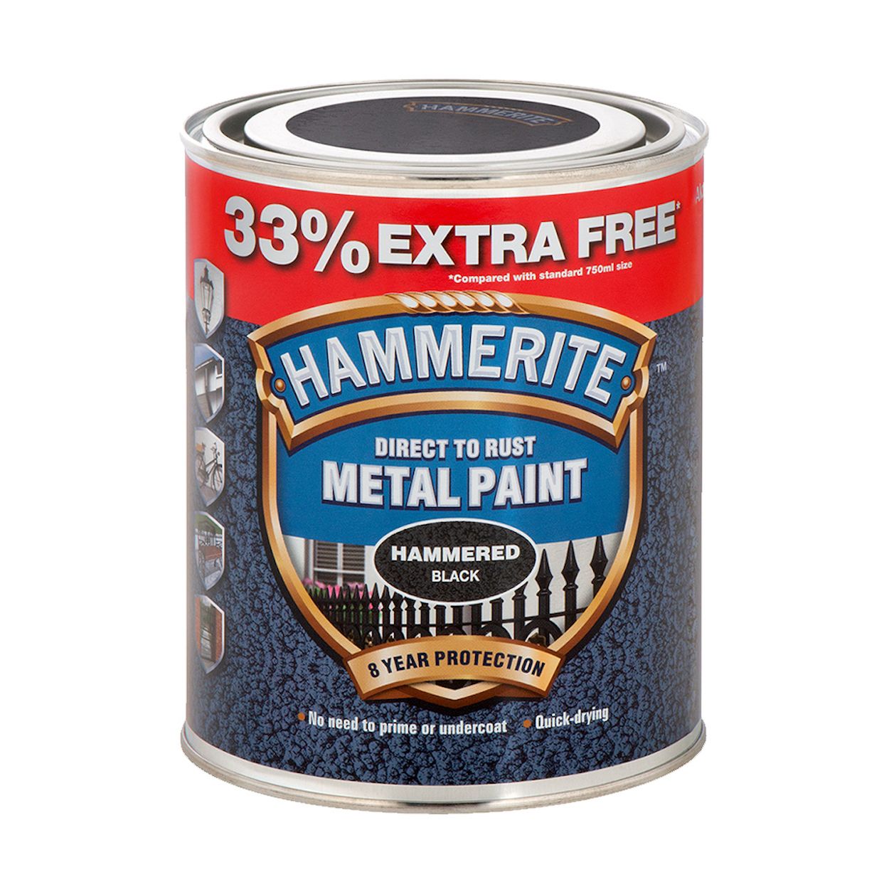 Hammerite Hammered Black 750ml +33% Free