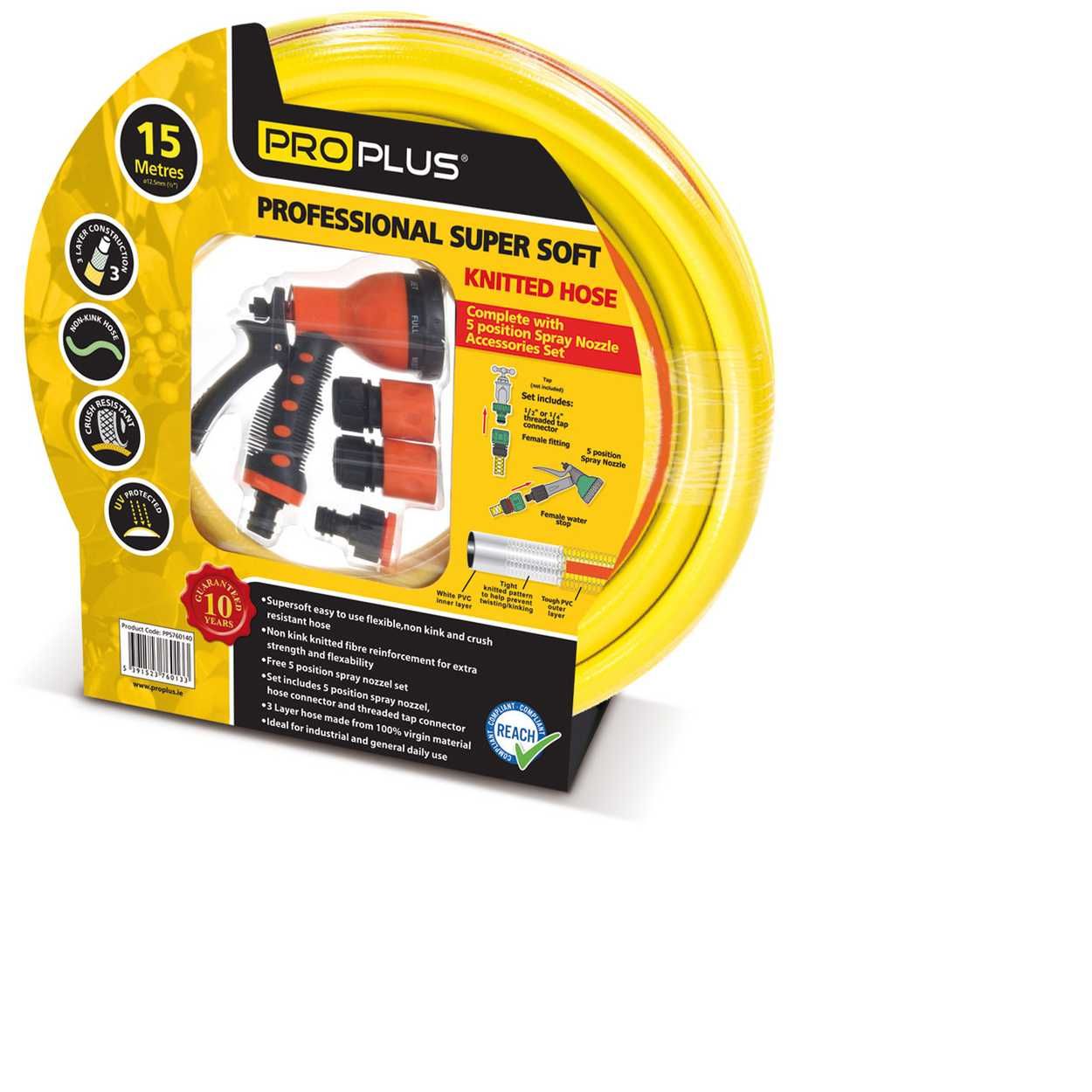 ProPlus Professional Yellow Knitted Supersoft Fitted Hose 15m