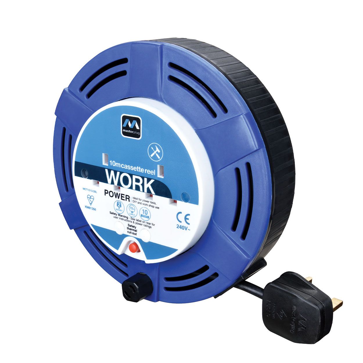 Masterplug 10 Metre 2 Gang Cassette Reel