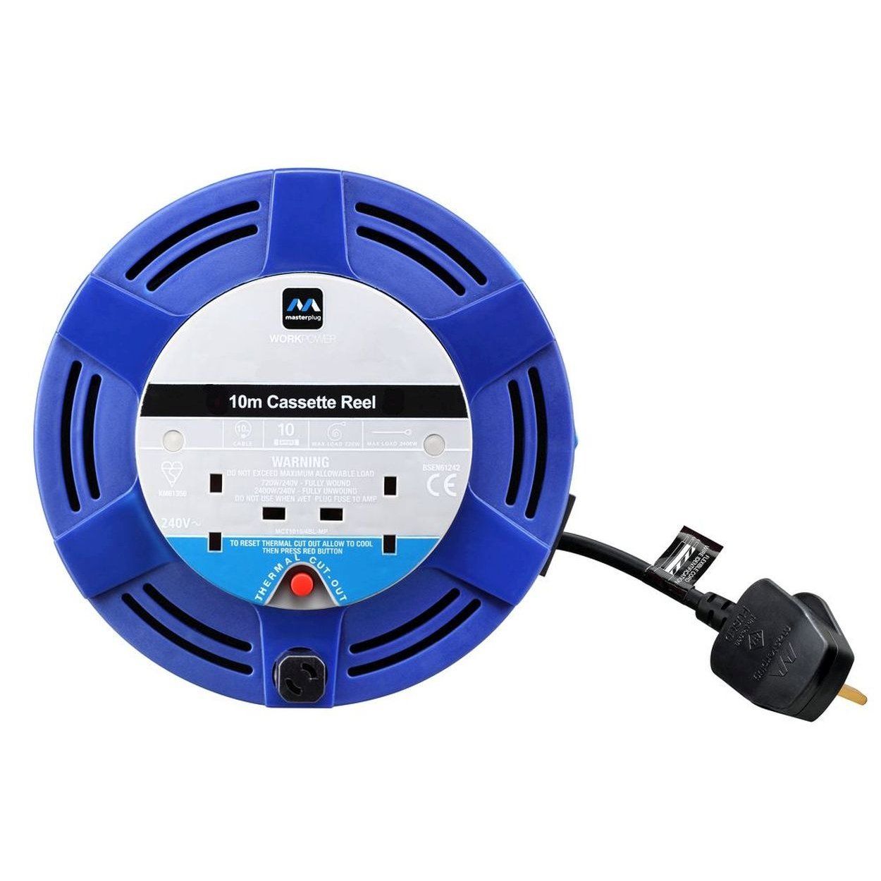 Masterplug 10 Metre 2 Gang Cassette Reel